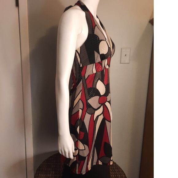 Hot Choco Halter Dress sz Large Low Cut Plunge V Neck Sequin Party Holiday Prom - Picture 3 of 10